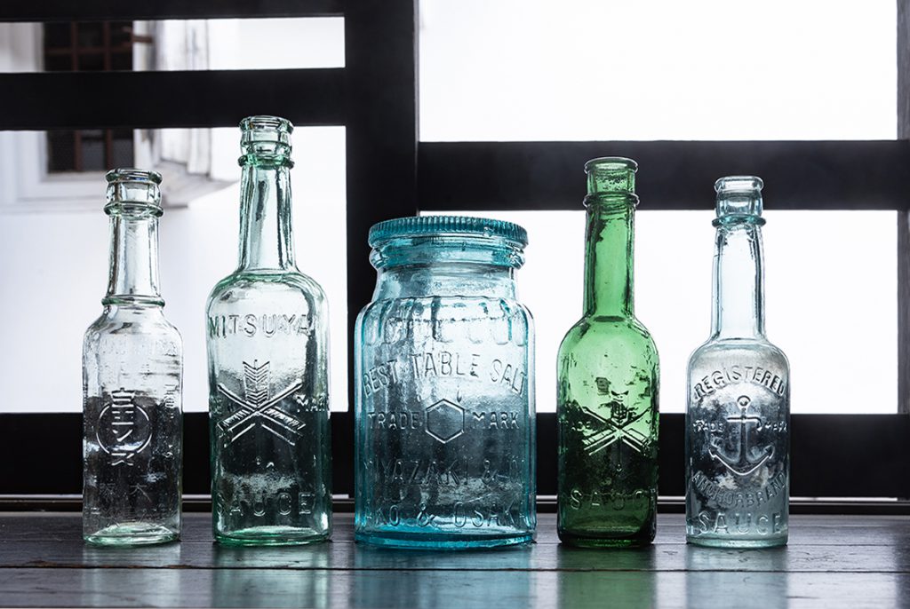 とろとろガラス 瑠璃色瓶 昭和レトロ アンティーク瓶アンティーク